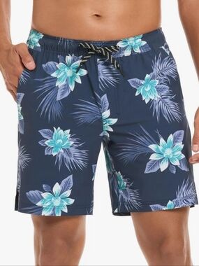 Hurley Men's Blue Monsoon Floral Swim Trunks, Size Small ~ NWT